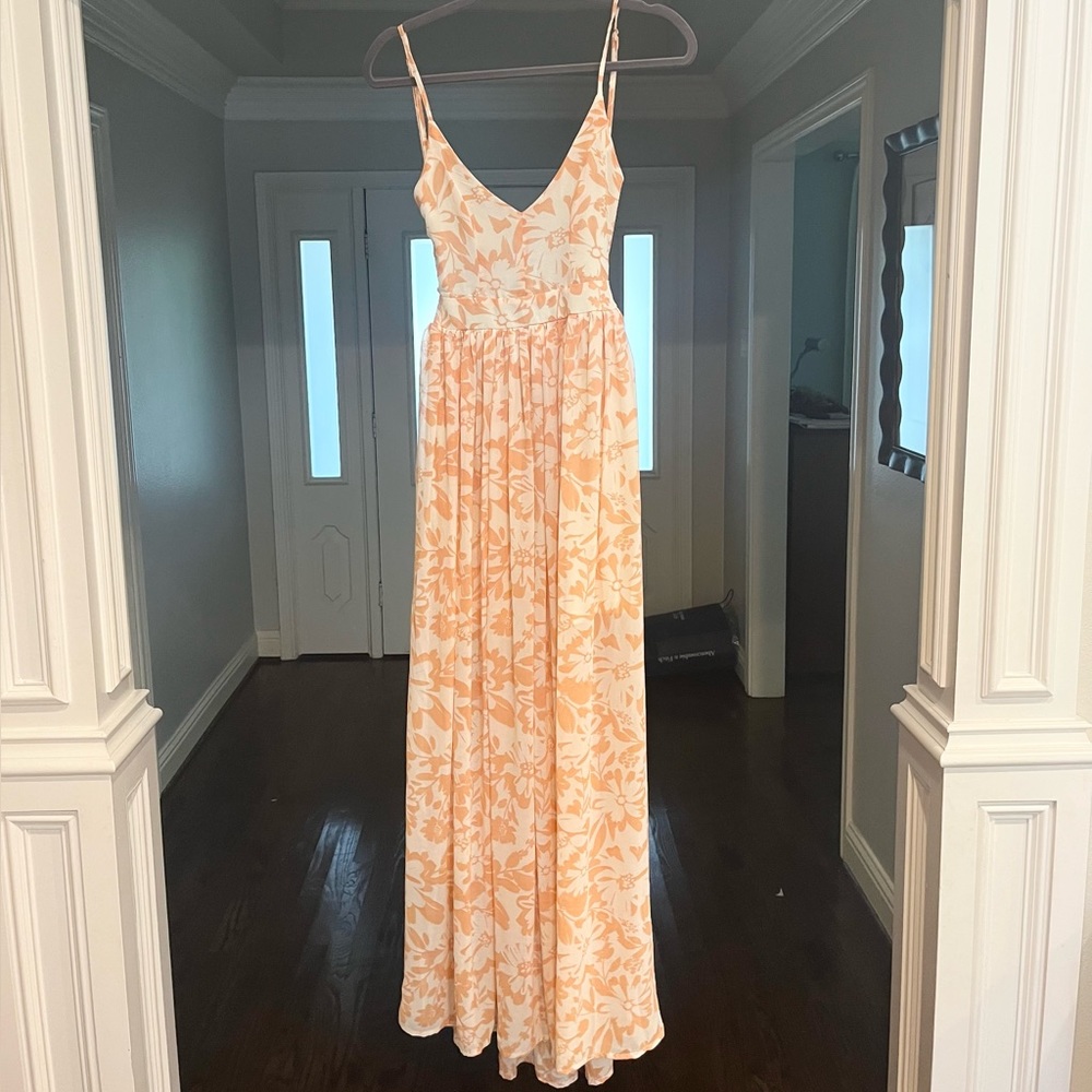 Pink Lily Orange Floral Sundress